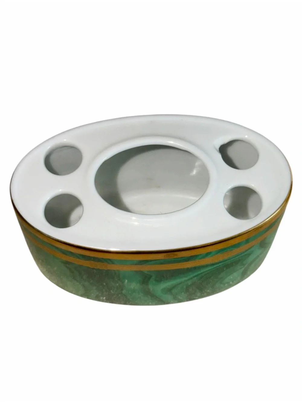 Vintage Christian Dior Gaudron Malachite Green Porcelain Toothbrush Holder Vase